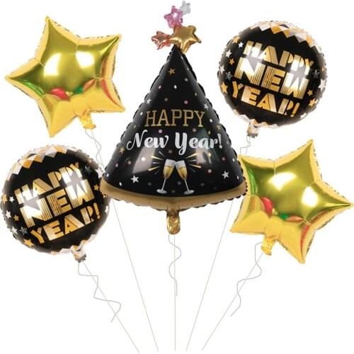 6pcs/set Navidad Gold Hat Bottle Foil Balloons New Year Party Decorations Kids Adult Toys Christmas Party Supplies Helium Globos
