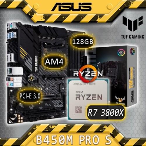 AM4 AMD Ryzen 7 3800X With TUF GAMING B450M-PRO S Gaming Motherboard Combo Ryzen Kit 3800X CPU 8-Core AMD B450 Gaming Placa-mãe
