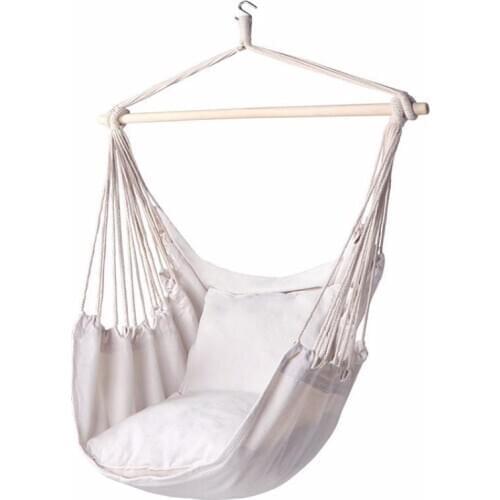 Beige Hammock Chair Swing Outdoor Indoor Dormitory Garden Round Seat For Adult Kids Swinging Hanging Single Safety Chair Hammock