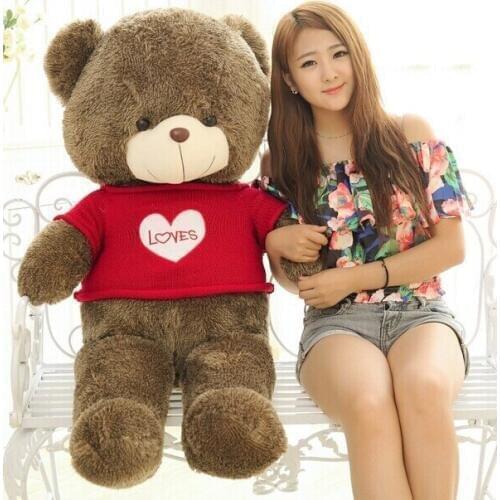 Big lovely teddy bear toy red sweater bear toy heart bear toy gift doll about 120cm 0142