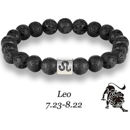 Stone bracelet beads lava natural homme fashion bangles Bracelet Men 12 Constellation Accessorie Jewelry male Lover Gifts