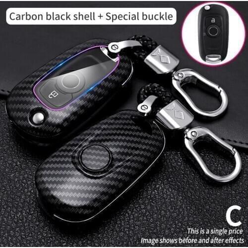 Carbon Fiber Car Key Cover For Opel Vauxhall Astra K Corsa E For Buick VERANO ENCORE GX GL6 Flip Key Case Holder Cover