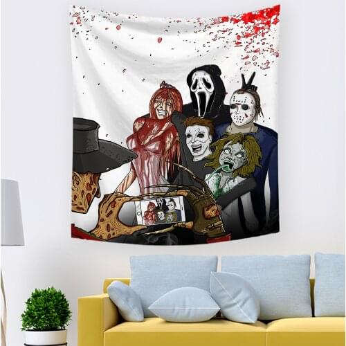 Home Decor Wall Hanging Tapestry Horror Movie Friday Tapestry Blanket HippieTablecloth Bohemian Art Deco Mandala Tapestry Picnic