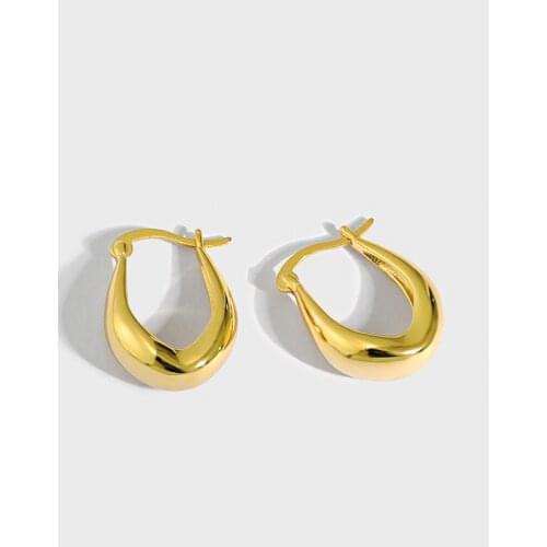 Ancient Rome 18k gold-plated cold wind niche U-shaped design S925 sterling silver earrings female silver irregular earrings