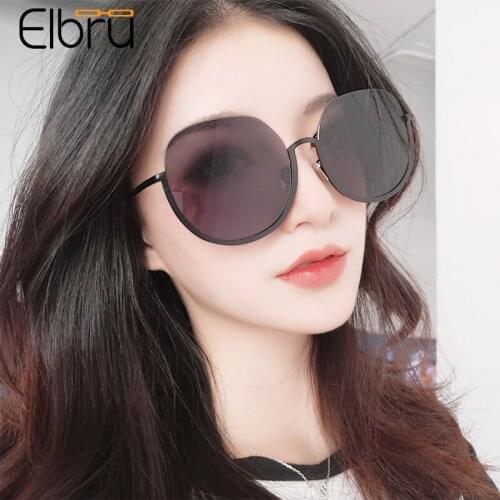 Elbru 2021 Semi-Rimless Oversized Sunglasses Fashion Outdoor Driving Spectacles Metal Frame Clear Lens Sun Glasses For Men Women