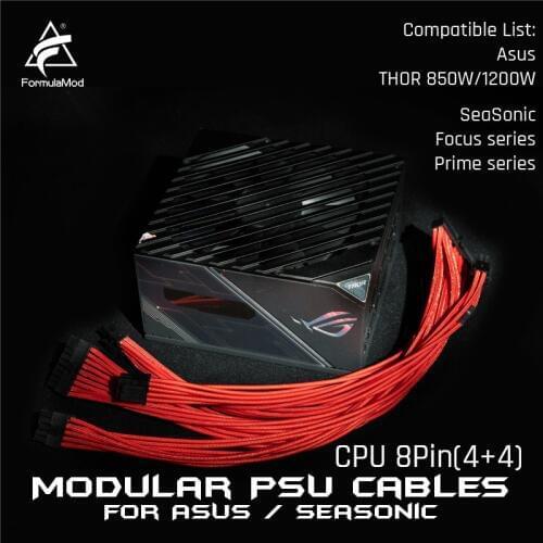 FormulaMod Fm-HS-W, 18AWG CPU 8Pin(4+4) PSU Fully Modular Weaving Cables For SeaSonic Focus/Prime Series & Asus THOR PSU