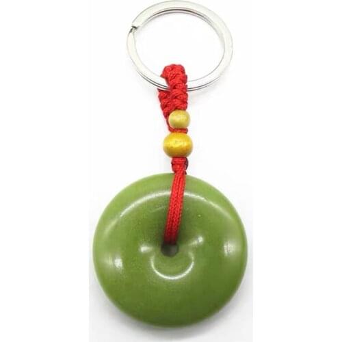 Natural jade green fluorescent stone safe buckle key ring pendant jewelry men and women necklace lucky stone