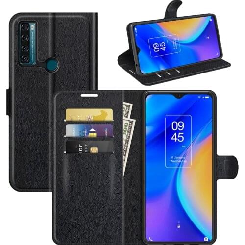 10pcs/lot Litchi Grain Wallet Leather Case With Card Slot For TCL 20 Pro/20S/20 5G/20L/20L+/20SE