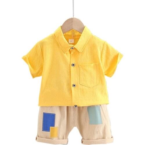 Summer Toddler Cartoon Clothing Baby Boys Girls Shirt Shorts 2 Pcs/sets Kids Turn-down Collar Clothes Children Cotton Tracksuits