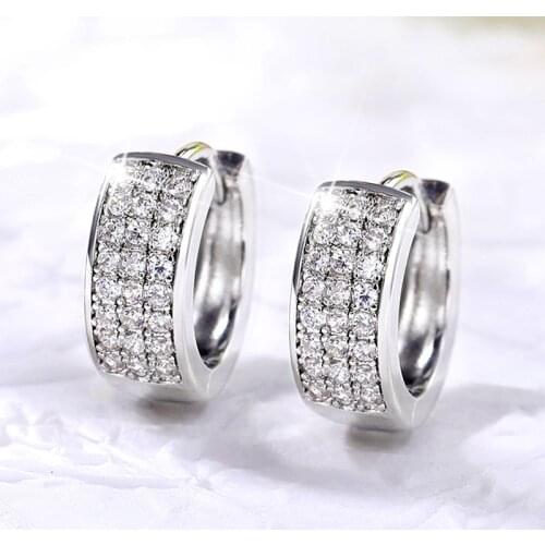 Huitan Minimalist Silver Color Hoop Earrings for Women Inlaid Shiny CZ Stone Crystal Mini Circle Earring Gift Fashion Jewelry