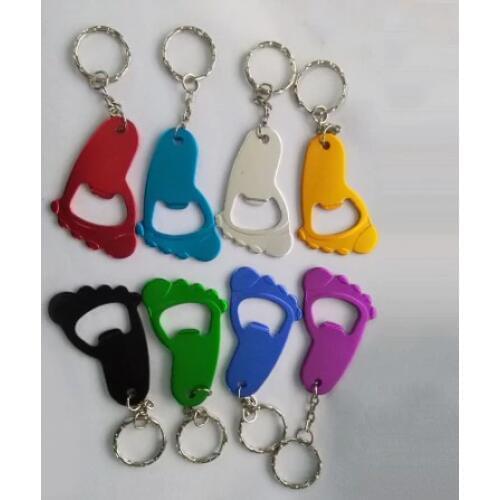 Personalized Wedding Baby Shower Souvenir Custom Logo Text Baby Foot Bottle Opener Key Chain For Kids Baby Shower Party Favors