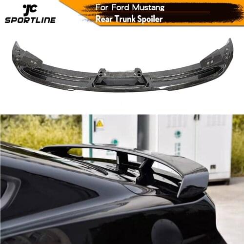 Carbon Fiber / ABS Glossy Black Rear Trunk Spoiler Boot Lip Wing For Ford Mustang Coupe 2015 - 2019