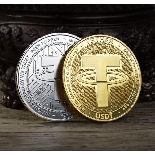 USDT New Cryptocurrency Physical Coin Tether USD Collectible Gold Plated Crypto BTCoin Souvenir Gift Souvenir Coins Home Decor