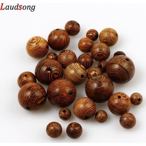 High Quality Natural Wenge Wood Round Beads 6-15mm Loose Spacer Beads For Jewelry Making DIY Bracelet Beaded Accessories