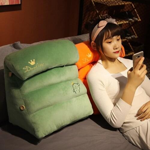 Green Cute Cartoon Sleep Cushion Back Pillow Triangle Bedroom Plush Cushion Pillows Home Decor