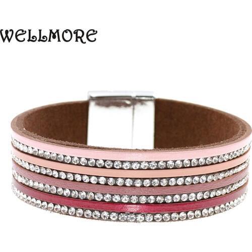 WELLMORE gradient ramp leather bracelets Bohemia charm bracelets for women jewelry wholesale drop shipping