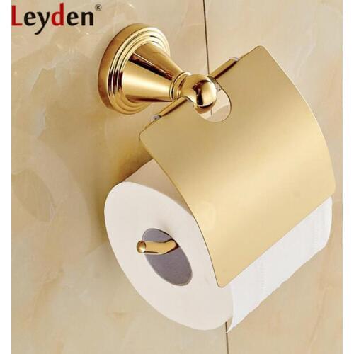 Leyden Gold Pleated Brass Wall Mounted Toilet Paper Holder Tissue Holder Roll Paper Holder Lavatory Bathroom Accessories