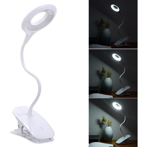 1pc USB Power Desk Lamp with Clip Holder Rechargeable Led Table Lamp Flexible Foldable Eye Protection Reading Book Lights