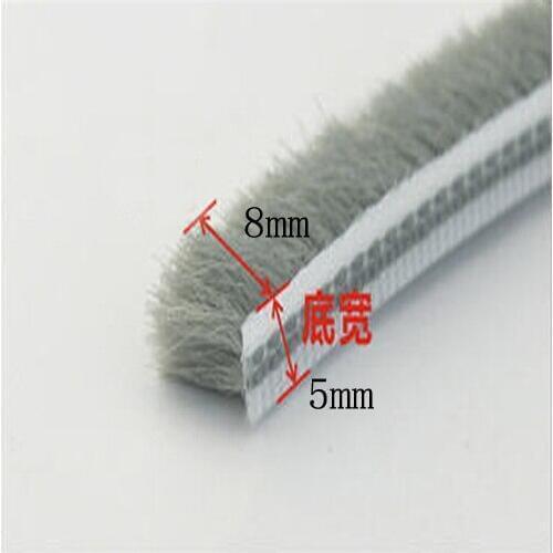 10M 5mm x 8mm aluminum sliding door window gap nylon pile brush seal strip dustproof weatherstrip