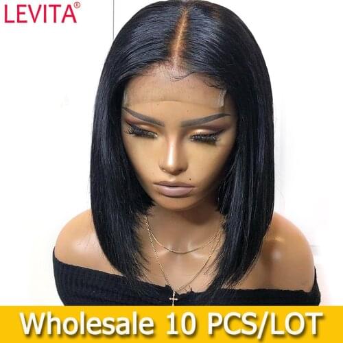 10 PCS/LOT Wholesale Straight Lace Front Wig Short Bob Wig Brazilian Lace Front Human Hair Wigs For Women 4x4 Lace Closure Wig