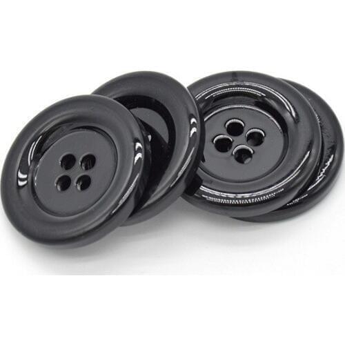 100pcs Black 30mm Resin Round Tire 4 holes Buttons Coat Sweater Sewing Accessories DIY Crafts Embellishments