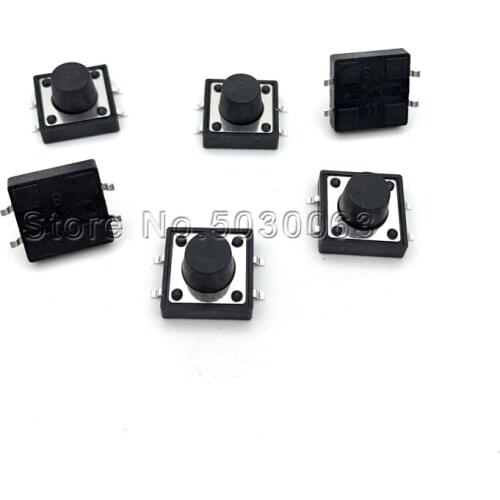 100pcs/lot Touch micro switch 12*12*8H 4pin key switch SMD 12X12X8MM