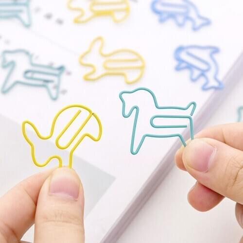 12pcs/box Colorful 2*3cm Cartoon Animal Shape Metal Paper Clips File Notes Classified Clips Student Stationery School Supply
