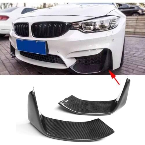 2PCS Carbon Fiber Front Bumper Lip Splitters Flap Cupwings for BMW 3Series F80 M3 4Series F82 F83 M4 2012 - 2018