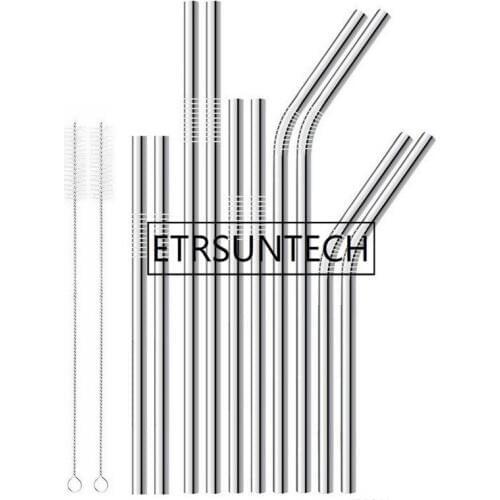 2000pcs/lot 304 Stainless Steel Straw Reusable Straight Bent Metal Drinking Straw Cleaner Brush Bar Accessory diameter 6mm
