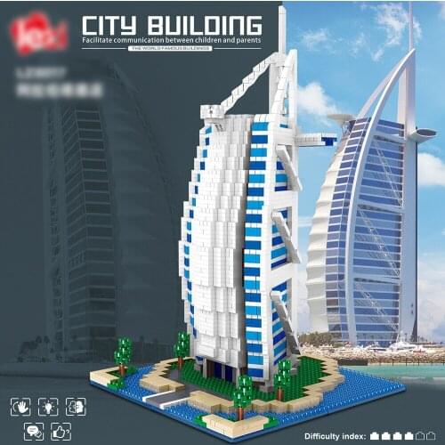 2511Pcs Burj Al Arab Hotel Dubai Building Blocks DIY Educational Toys Famous Architecture Micro Bricks for Kids Adults