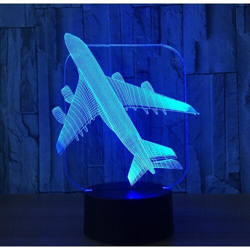 Air Plane 3D Light Table Lamp Optical Illusion Bulbing Night Light 7 Colors Changing Mood Lamp