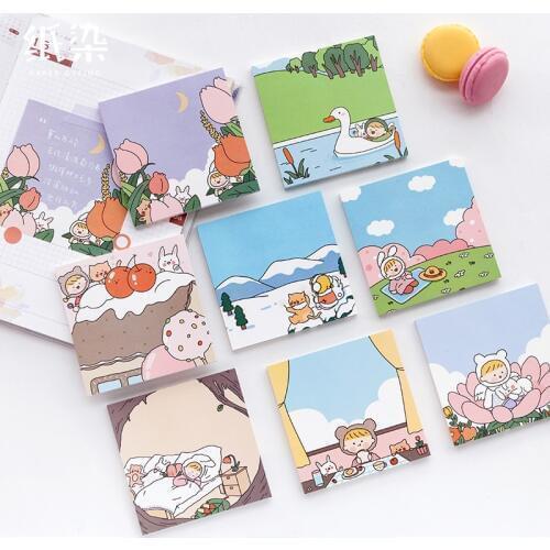 50 Sheets Cute Cartoon Girl Memo Pad Kawaii Stationery N Times Sticky Notes Portable Notepad School Office Supply Gift Papeleria