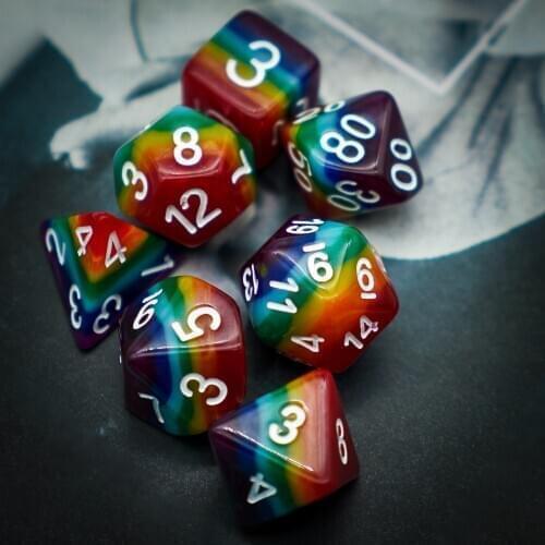 7Pcs/set Rainbow DND Dice D&D Dice D4 D6 D8 D10 D% D12 D20 Polyhedral Games Dice Set for Table Games MTG RPG