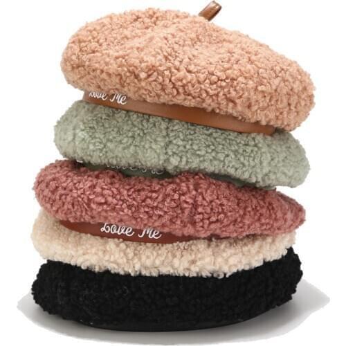 Women Girl Beret French Artist Warm Wool Winter Beanie Hat Cap Vintage Plain Beret Hats Solid Color Elegant Lady Winter Caps
