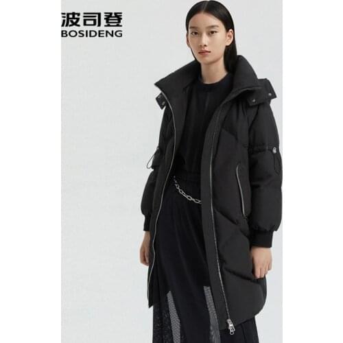 BOSIDENG new down jacket women warm long parka waterproof loose warm clothing detachable hat high quality B00145552