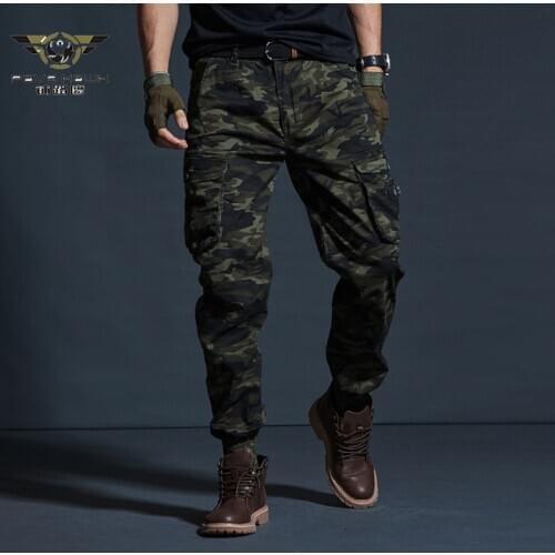 Men Cargo Pants Combat SWAT Army Military Harem Pants Cotton Many Pockets Stretch Flexible Male Camouflage Casual Long Trousers