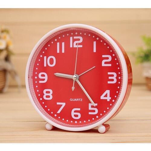 Portable Non-ticking Alarm Clock 5 Inch Candy-colored Table Clock with Night Light Home Desk Decor