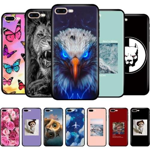 For iphone 7 8 Case silicon soft tpu Shell Cover For Apple iPhone 7 8 plus Bag Funda coque etui bumper paiting black tpu case