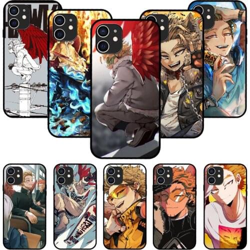 For iPhone 11 12 8 Plus Mini Pro X XR XS Max 4 5 7 6 6S 8 SE Phone Case Black Cover Waterproof Luxury BNHA Hawks Coat Anime