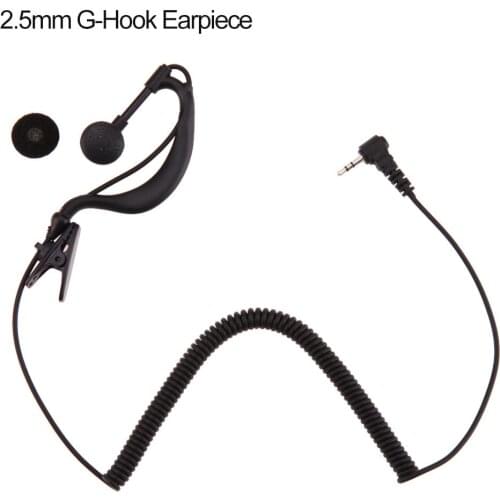 Black 2.5mm G-Hook Interphone Earpiece Earphone Walkie Talkie Single Ear Headphone 1 Pin Only for Listening for Motorola