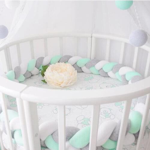1.5M Lenght Baby Bed Bumper Knot Design Newborn Crib Pad Protection Infant Safety Crashproof Cot Room Decoration Kid Photography