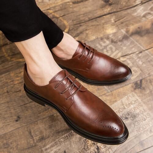 Designer Brogue Leather Shoes Luxury Brand Oxford Shoes Casual Shoes Fashion Gentleman High Quality Footwear Sapatos Masculino V