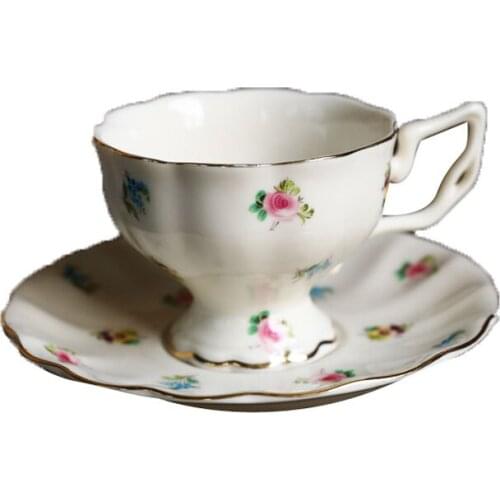 European margarine ceramic Rose Coffee Cup and dish / Retro afternoon tea cup and dish
