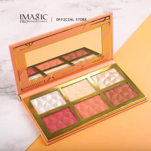IMAGIC New 6-color Hybrid Highlight Blush Palette Rouge Makeup Blush Palet Blush Contour Shadow Facial Cosmetics