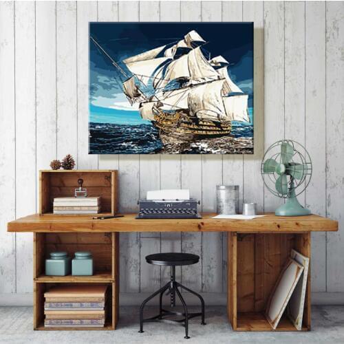 Paint by number art painting by numbers Sailboat Ride the wind and waves Living room decorative hanging pictures manual