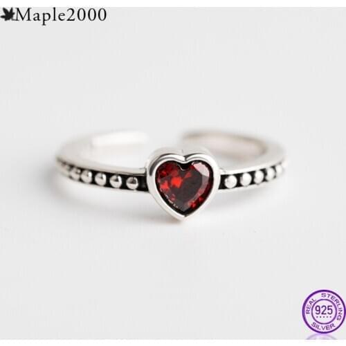925 sterling silver ring crystal heart ring for women exquisite jewelry adjustable open ring for girlfriend gift fashion jewelry