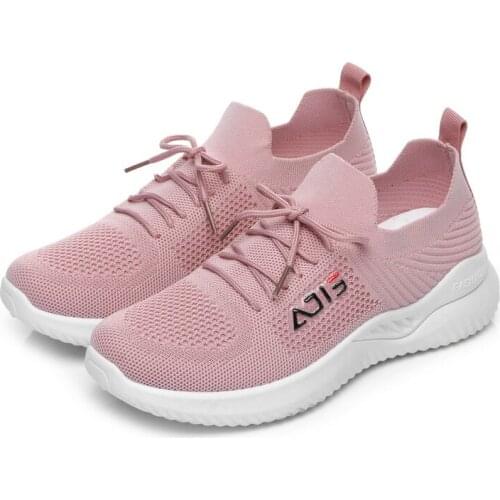 Women Casual Shoes Breathable Mesh Walking Flat Shoes Lace-up Outdoor Sneakers Ladies Vulcanized Shoes White Female Footwear