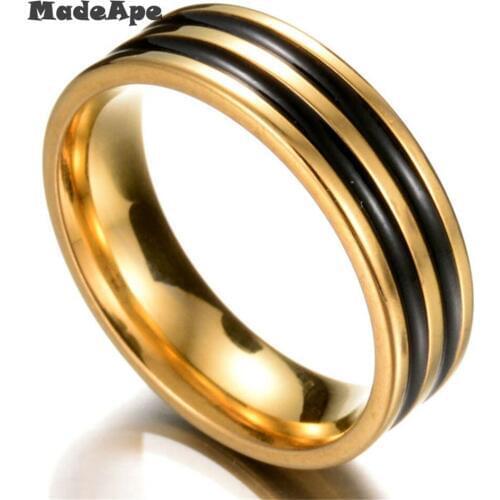 MadApe Trendy Jewelry Ring Simple Design Hoop Gold Color Stainless Steel Anniversary Rings For Women Men Anillos Mujer