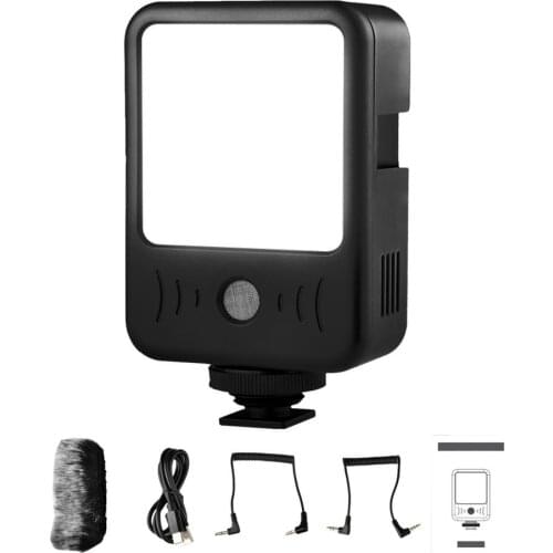 LED02 Mini Rechargeable LED Video Light Built-in Anti-noise Recording Mic + 6500K Fill Light for Vlogging Live Streaming
