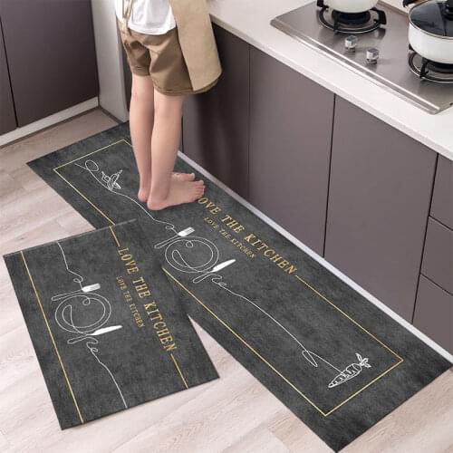 Fashionable Simple Nordic StyleWaterproof Kitchen Floor Mat Household Carpet Long Strip Door Mat Modern Home Decor